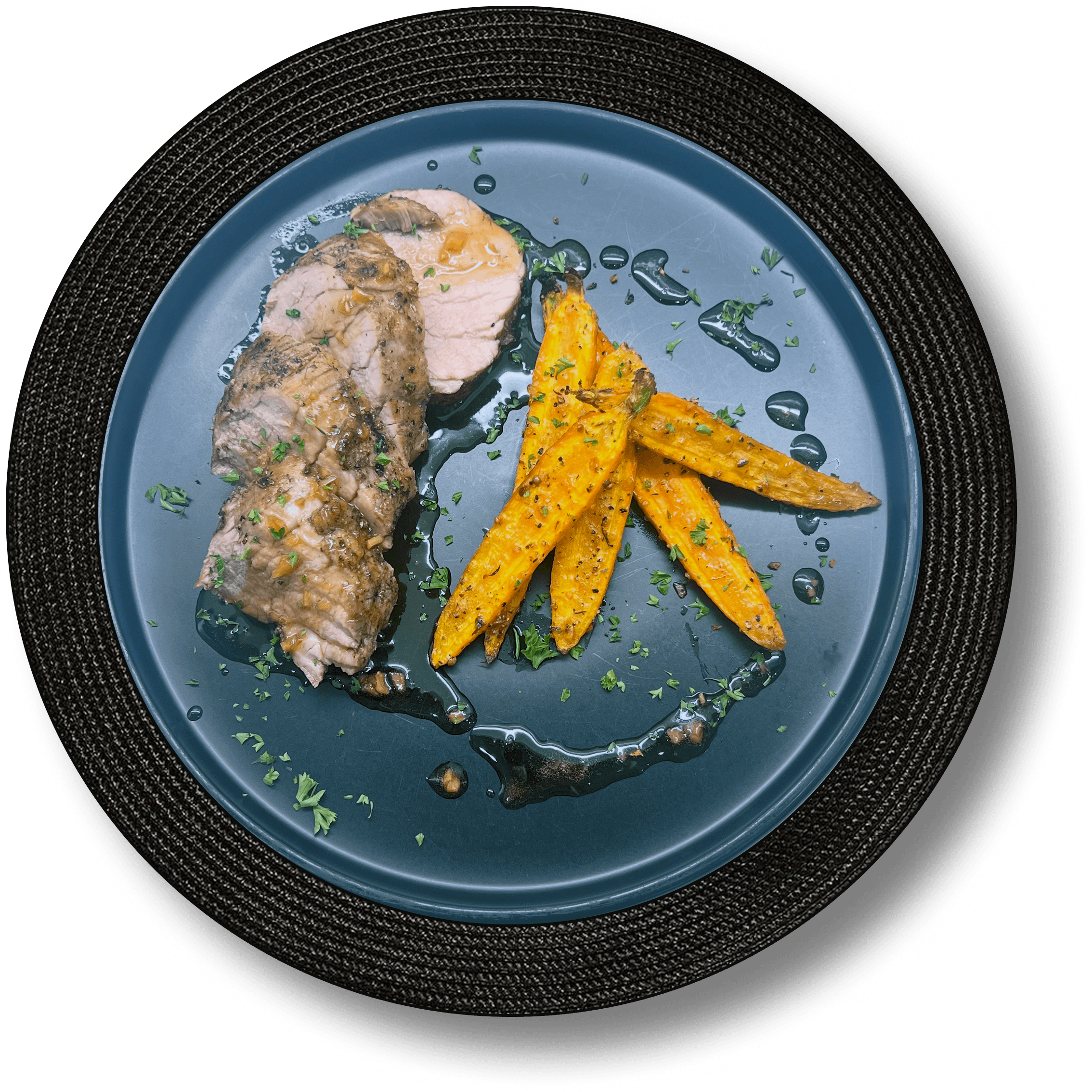 Seared protein with microgreen garnish